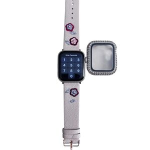 40 MM Apple Watch SE  with Stylish Silver Smartwatch Case and Embroidered Strap